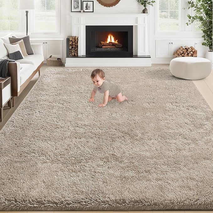 Ultra-Soft 8x10 Fluffy Shag Washable Area Rug for Living Room