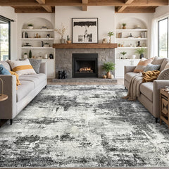 Modern Abstract 8x10 Washable Area Rug: Soft, Anti-Slip, Stain-Resistant Carpet
