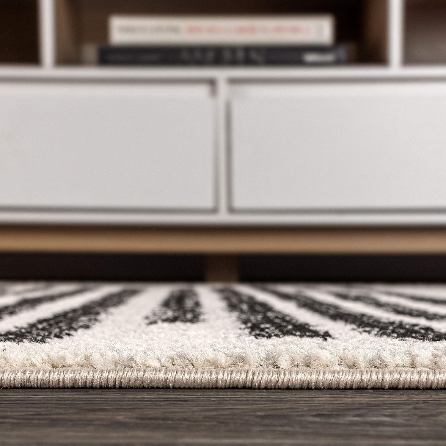 JONATHAN Y Khalil Modern Berber Stripe Cream/Black Indoor Area Rug, Pet-Friendly