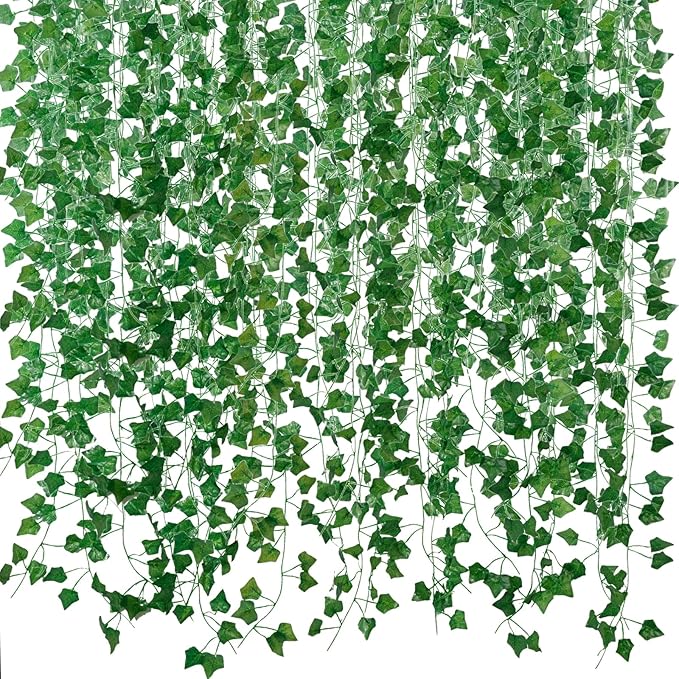 Lifelike Ivy Vines Garland 12-Pack, 84 Feet Total, Aesthetic Artificial Greenery Decor