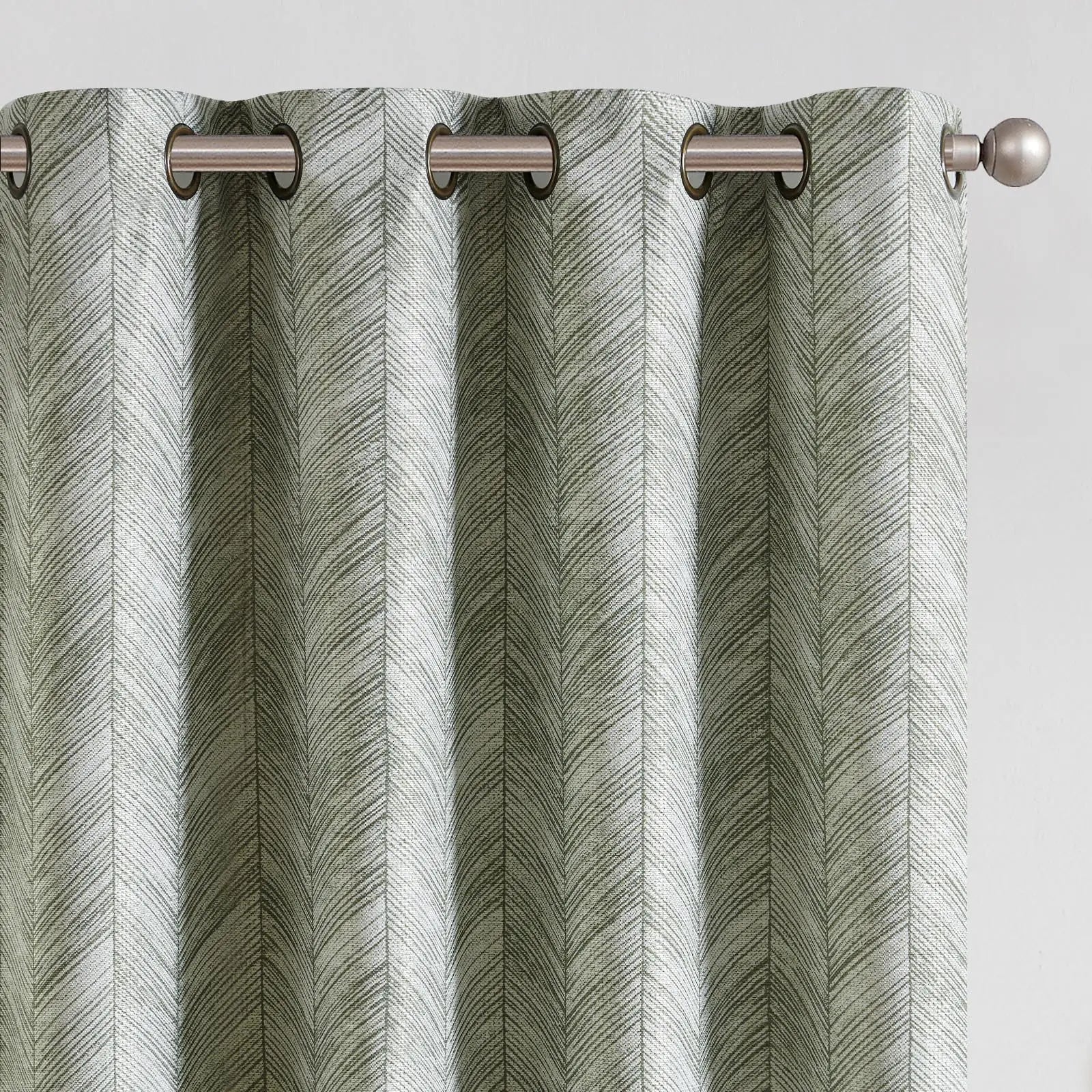 Sage Green Jacquard Grommet Curtains 96-Inch