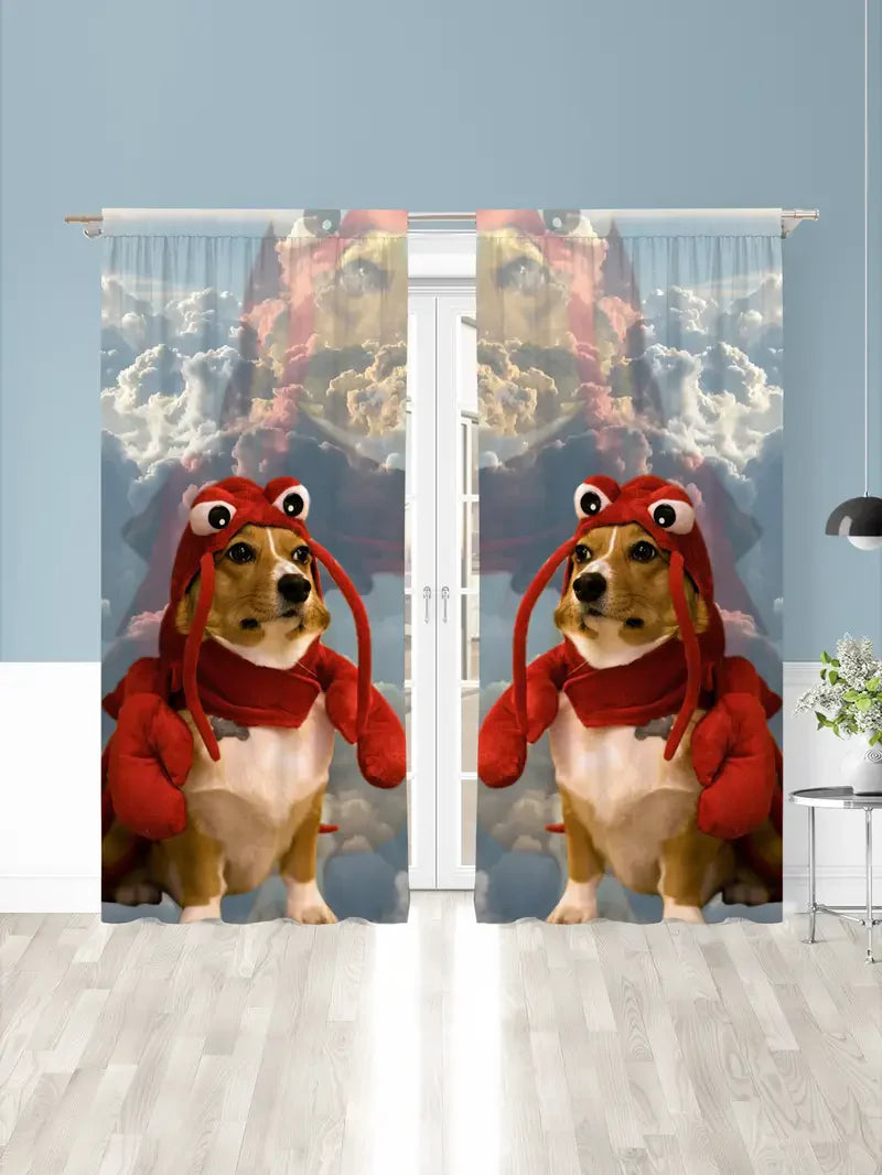 2 Pcs Cartoon Dog Window Curtains