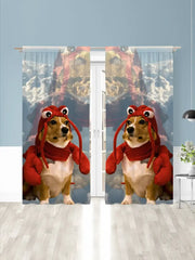 2 Pcs Cartoon Dog Window Curtains