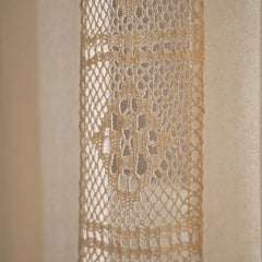Boho Linen Semi Blackout Curtains with Crochet Tassels